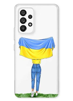 Прозрачный чехол на samsung galaxy a23 4g девушка с флагом (принт 263)