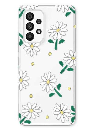 Прозрачный чехол на samsung galaxy a23 4g ромашки (принт 368)
