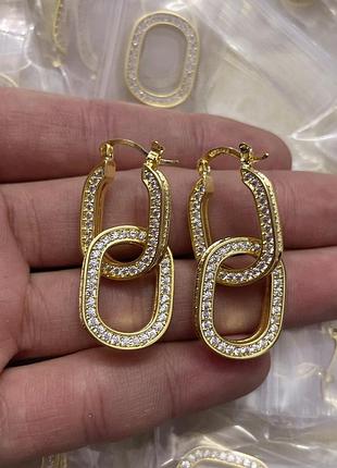 Сережки селін "double oval transformer" люкс якість