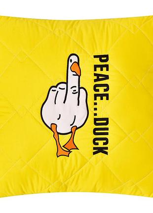 Подушка декоративная 40х40 см peace... duck ideia боевой гусь с вышивкой антиаллергенная желтая