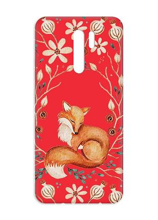 Матовий червоний чохол на xiaomi redmi 9 лисичка (принт 420)