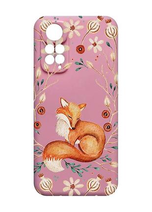 Матовый розовый чехол на xiaomi redmi note 11 4g лисичка (принт 420)