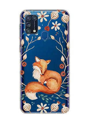 Прозрачный чехол на samsung galaxy m31 лисичка (принт 420)