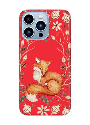 Матовий червоний чохол на apple iphone 13 pro max лисичка (принт 420)