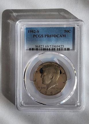 Сувенірна продукція. сплав мідно-нікелевий. кеннеді. 1982р. s. proof. pr69dcam