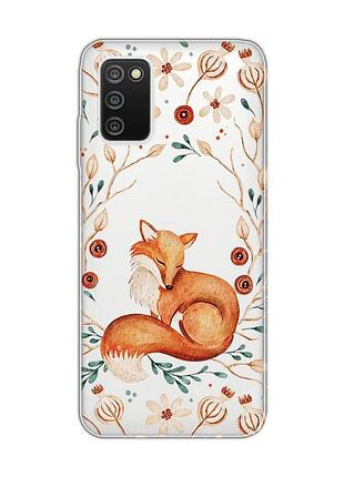 Прозрачный чехол на samsung galaxy a03s лисичка (принт 420)