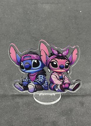 Акриловая коллекционная фигурка chibi стич и энджел 10 cм
