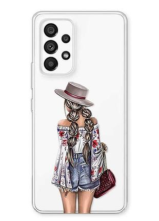 Прозорий чохол на samsung galaxy a23 4g дівчина в капелюшку (принт 8)
