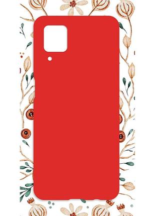 Матовый красный чехол на samsung galaxy a12 лисичка (принт 420)