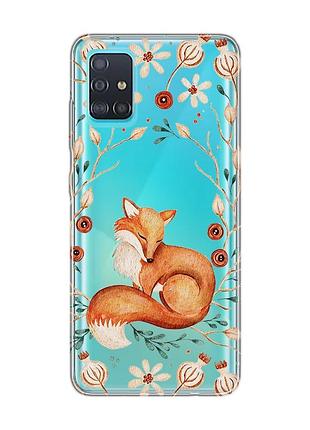 Прозрачный чехол на samsung galaxy a51 лисичка (принт 420)