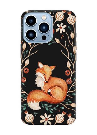 Матовий чорний чохол на apple iphone 13 pro max лисичка (принт 420)