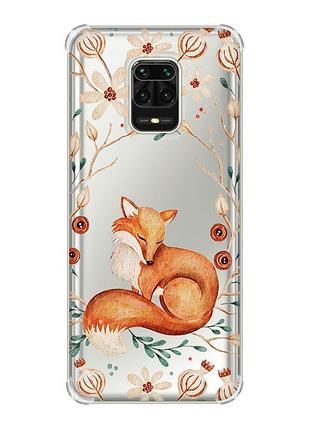 Чохол з потовщеними кутами на xiaomi redmi note 9 pro/ 9s/ 9 pro max лисичка (принт 420)