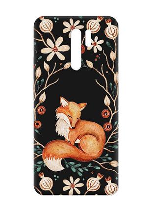 Матовий чорний чохол на xiaomi redmi 9 лисичка (принт 420)