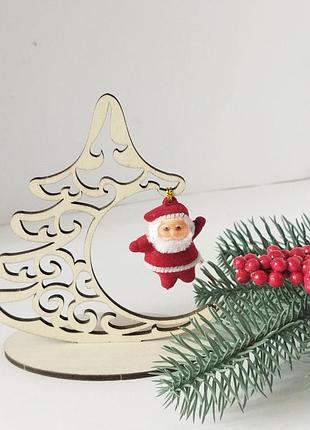 Дерев'яна новорічна заготівка під розпис ялинка ажурна 10 см *13 см фанера