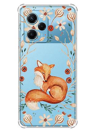 Чехол с утолщенными углами на xiaomi redmi note 12 pro speed 5g лисичка (принт 420)