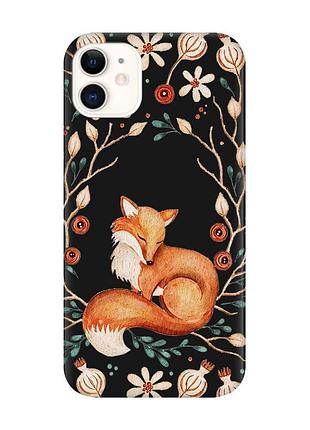 Матовый черный чехол на apple iphone 11 лисичка (принт 420)