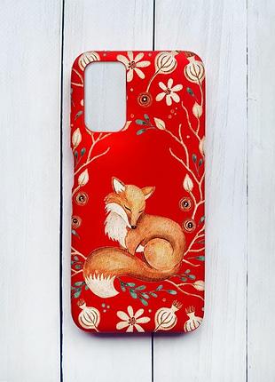 Матовий чохол на xiaomi redmi 9t червоний лисичка (принт 420)