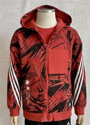 Червона оригінальна олімпійка, худі, вітровка,кофта на змійці adidas на хлопчика 9-10 років, ріст 140 см