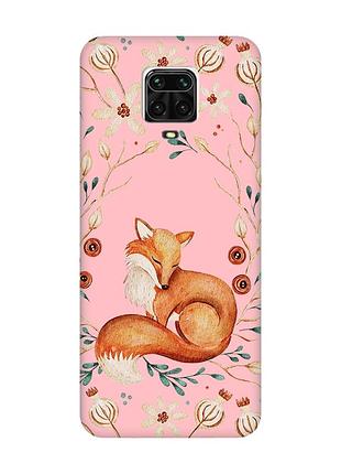 Матовий рожевий чохол на xiaomi redmi note 9 pro / 9s / 9 pro max лисичка (принт 420)