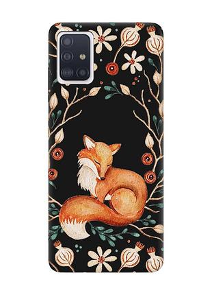 Матовый черный чехол на samsung galaxy a71 / a715 лисичка (принт 420)