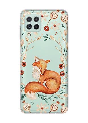 Прозрачный чехол на samsung galaxy m32/a22/m22 4g лисичка (принт 420)