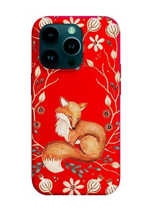 Матовий червоний чохол на apple iphone 14 pro лисичка (принт 420)