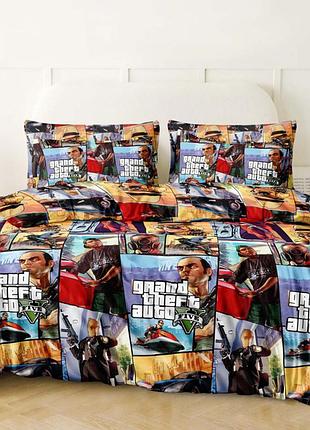 Постельное белье тм кондор бязь "grand theft auto" арт. 11237 полуторний, 70х70