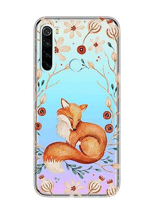 Прозрачный чехол на xiaomi redmi note 8 лисичка (принт 420)