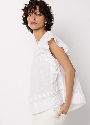 Лляна сорочка блузка блуза топ вільного крою з воланами льон white label the white company льняная блузка рубашка лён