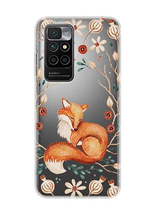 Прозрачный чехол на xiaomi redmi 10/10 (2022) лисичка (принт 420)