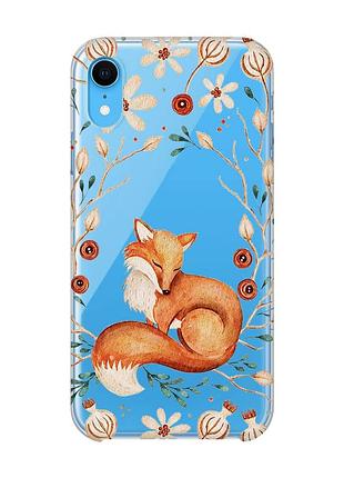 Прозрачный чехол на iphone xr лисичка (принт 420)