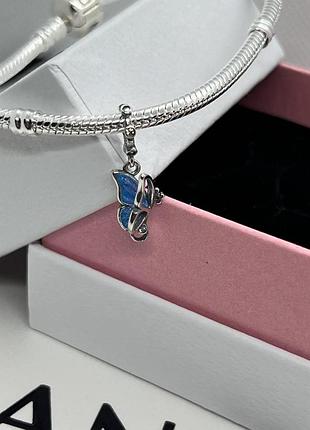 Срібний шарм (бусіна) намистина pandora "метелик" пандора подарок для жінки