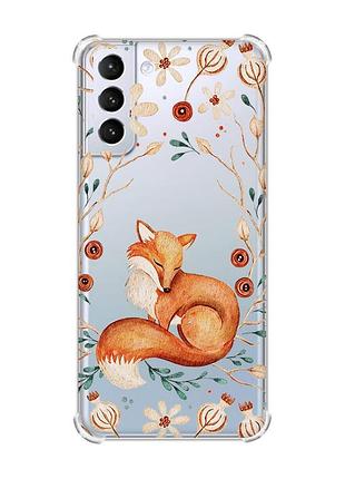 Чехол с утолщёнными углами на samsung galaxy s21 (g991) лисичка (принт 420)