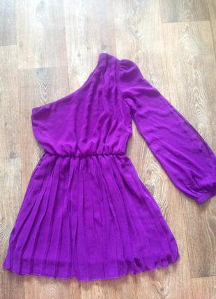 Платье фиолетовое с плиссированной юбкой1 фото