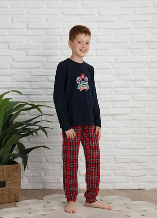 Детская ( подростковая) пижама для мальчика - новогодняя микки - family look для семьи 152-158