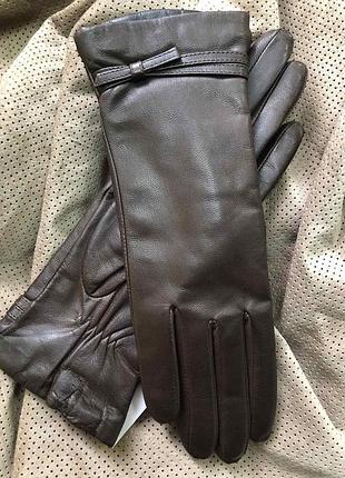 Перчатки женские на шерстяной подкладке с кожи козы. коричневые 7,5"/20 см