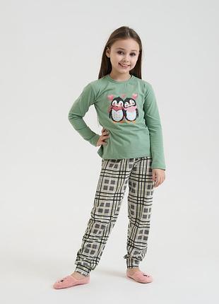 Пижама на девочку-подростку пингвины - family look мама/донька 152-158