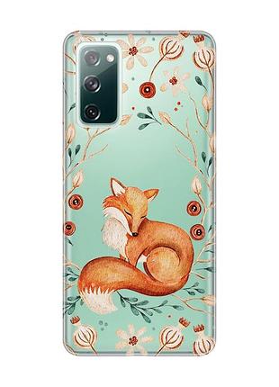Прозрачный чехол на samsung galaxy s20 fe лисичка (принт 420)