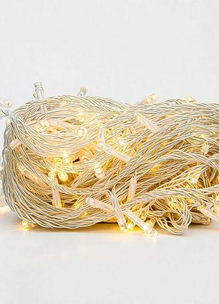 Новогодняя гирлянда комнатная нить 14 м 160 led комнатная гирлянда белый провод желтый свет w160led16mwy