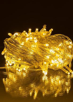 Новогодняя гирлянда комнатная нить 10 м 120 led комнатная гирлянда белый провод желтый свет w120led10mwy