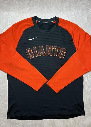 Чоловіча толстовка-пуловер san francisco giants nike чорно-помаранчевого кольору з колекції authentic pregame performance