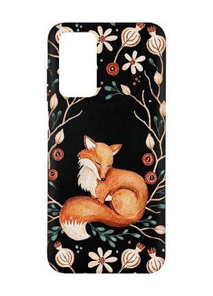 Матовый черный чехол на xiaomi redmi note 11 4g лисичка (принт 420)