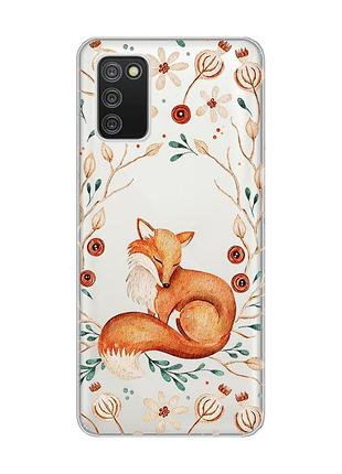 Прозрачный чехол на samsung galaxy a02s лисичка (принт 420)