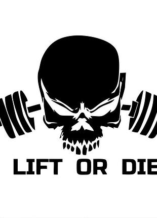 Наклейка череп lift or die черный, 32х40 см