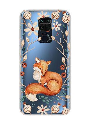 Прозорий чохол на xiaomi redmi note 9 pro/9s/9 pro max лисичка (принт 420)