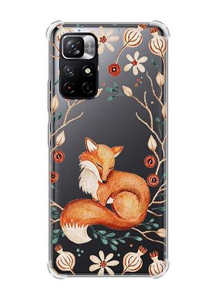 Чехол с утолщёнными углами на xiaomi redmi note 11 5g лисичка (принт 420)
