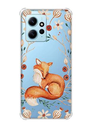 Чехол с утолщенными углами на xiaomi redmi note 12 4g лисичка (принт 420)