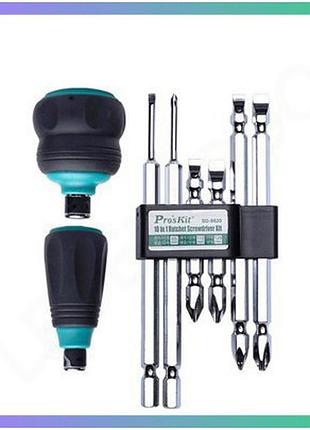 Викрутка з бітами 10 в 1 pro'skit sd-9820 універсальний інструмент для ремонту та монтажу