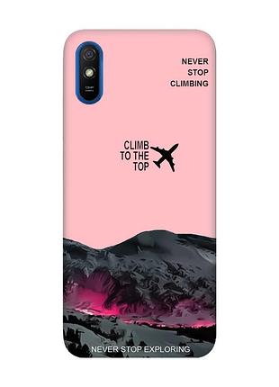 Матовий рожевий чохол на xiaomi redmi 9a піднімись на вершину (принт 419)