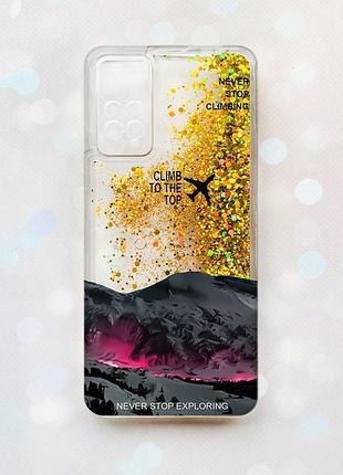 Чехол с плавающими золотыми блестками на xiaomi redmi note 11 pro поднимись на вершину (принт 419)